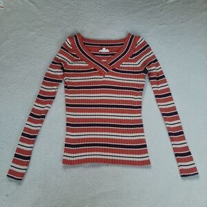 Cloud Chaser V-Necked Striped Sweater Size XL
